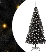 Božicno drvce s 300 LED svjetlima s stalakom Crna 240 cm PVC