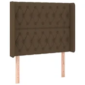 Vidaxl Vzglavje z ušesi temno rjavo 93x16x118/128 cm blago