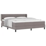 Vidaxl Postelja z vzmetnico z vzglavjem Taupe 200 x 180 cm blago