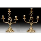 Casa Padrino luxury baroque candle holder set gold 26 x H. 36 cm - Handmade baroque style bronze candlesticks - Baroque decorative accessories - Baroque interior - Noble & Magnificent
