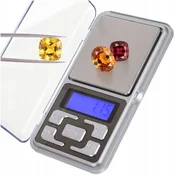 Ruhhy Digitalna mini LCD žepna tehtnica za nakit 200-0.01g osvetljena srebrna