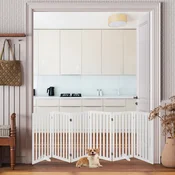 Costway Ograja za pse 89 cm visoka 6 panelov bela