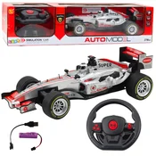 LEAN TOYS RC dirkalnik na daljinsko upravljanje (srebrn, volan, luči, zvoki, 1:12)