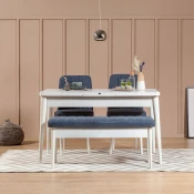 Hanah Home Set Trpezarijski sto, 2 trpezarijske stolice i klupa Vina 1048, Plavi