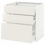 METOD / MAXIMERA Podni ormaric s 3 fioke, bela/Veddinge bela, 80x60 cm