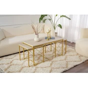Hanah Home Set klub stolova Defne, Krem-zlatne boje