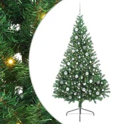 Vidaxl Umjetna preddekorirana božićna jelka Zelena 210 cm PVC
