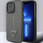 Guess Ovitek Guess Saffiano Triangle Logo za iPhone 13/13 Pro - srebrna (GUHCP13LPSATLG)