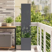 vidaXL Vrtno korito z dekorativno ploščo Antracit 32 x 140 cm