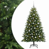 Vidaxl Umjetno božično drevo z okrasnimi kroglami 240 cm 300 LED