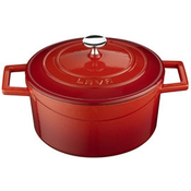 Saucepan, cast iron, 28 cm, 6.7 l, Folk range, red - LAVA brand