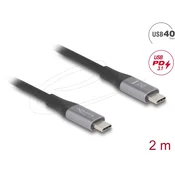 Delock USB 40 Gbps USB Type-C™ kabel moški do moški PD 3.1 240 W E-Marker 2 m siva kovinska