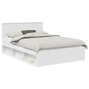 Vidaxl Konstrukcija postelje Bela 140 x 190 cm Konstruiran les