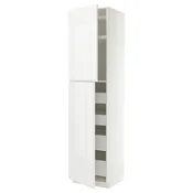 METOD / MAXIMERA Vis.el. s 2 vrata/4 fioke, bela/VOXTORP bela visokog sjaja vertikalna rucka, 60x60x240 cm