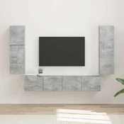 Komplet TV omaric 4 pcs Betonsko siva Konstruiran les - vidaXL - Siva - 57.9 - 30 x 31 x 100 cm - 2025-vidaXL-Uvoz_2