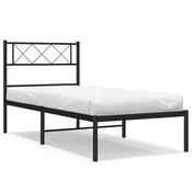 Vidaxl Kovinski posteljni okvir z vzglavjem črn 100x200 cm