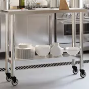 Vidaxl vidaXL Kuhinjska delovna miza na kolesih 110x30x85 cm nerjaveče jeklo