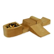 shumee Penasto igrišče s hribom in bazenom mikro Velvet soft caramel + 100 žog: bež, staro zlato, zlato, črno