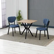 HANAH HOME Set Trpezarijski sto i 2 stolice Elma Navy Blue Walnut