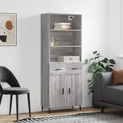 Greatstore Visoka komoda siva sonoma 69,5x34x180 cm inženirski les
