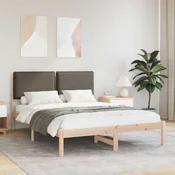 Vidaxl Posteljni okvir z oblazinjenim vzglavjem Taupe 135 x 190 cm