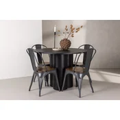 Venture Design Jedilna miza in stol komplet Olivia in miza Tempe 110x75 cm črna temno siva