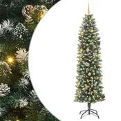 Vidaxl Umetno vitko božično drevo med 300 LED Zelena in Bela 240 cm