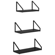 vidaXL Stenske police 3 kos Črni hrast 40 x 16 x 15,5 cm