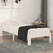 shumee vidaXL Posteljni okvir bel masiven les 75x190 cm enojni