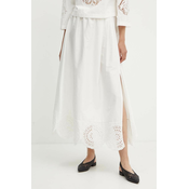 Pamučna suknja Sisley boja: bijela, maxi, širi se prema dolje