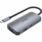 Unitek UNITEK P5 Trio USB 3.2 Gen 1 Type-C hub - 1xUSB-C, 3xUSB-A, HDMI - sivi