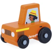 Janod Cross roads Leseni avto na potisk Traktor rdeč