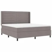 Vidaxl LED Box Spring Postelja z vzmetnico Taupe 180 x 200 cm blago