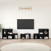 Set TV stalka Zidne 8 pcs Crni hrast Konstruirano drvo