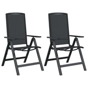 Vidaxl Ležeči vrtni stoli 2 szt. Črna 58 x 71 x 112 cm Tekstil