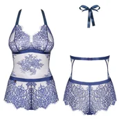 Obsessive Flowlace moder čipkast bodi z odprtim hrbtom, velikost S/M