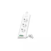 Višestruka uticnica sa prekidacem LINEA PRO 3x230V+ 3xUSB-A + 1xUSB-C SCHUKO 1,5 m bela
