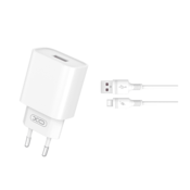 XO Polnilec za telefon CE02D QC 18W 1xUSB bel + USB-C kabel