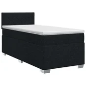 vidaXL Postelja boxspring z vzmetnico Črna 90 x 190 cm Blago