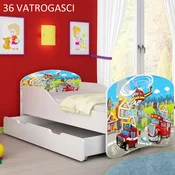 Djecji krevet ACMA s motivom + ladica 160x80 cm 36 Vatrogasci