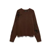 VERO MODA Pulover VMNEW FATIMA rjava/črna