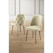Hanah Home set trpezarijskih stolica Leja 4 kom, krem tkanina Babyface, hromirane metalne noge