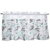 shumee Bombažna kuhinjska zavesa ZAZDROSTKA v barvi vrtnega cvetja, mint 100x60