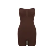 cfab Oblikovanje postave Trägerloser Bodysuit Sculpting Shapewear mit Shorts rjava