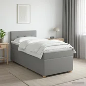 Postelja boxspring z vzmetnico Svetlo siva 90 x 190 cm Blago