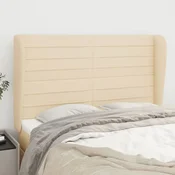 Vidaxl vidaXL Vzglavje postelje s krilci, kremne barve, 147x23x118/128 cm, blago