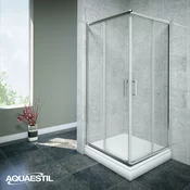 Tuš kabina Aquaestil LAGUNA II kvadratna 90 silver/prozirno - Aquaestil - 90 x 90 cm - 190 cm - Univerzalna - Prozirno - Srebrna - Kaljeno staklo 6mm