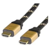 ROLINE Roline HDMI priključni kabel HDMI-A  vtič 10.00 m črna\, zlata 11.04.5566 dvojno oklopljen\, pozlačeni konektorji HDMI kabel, (20419070)