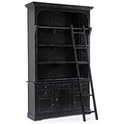 Casa Padrino country style cabinet with ladder antique black 143.5 x 40.6 x H. 233.7 cm - Bookcase - Shelf cabinet - Living room cabinet - Office cabinet - Country style furniture