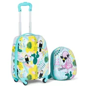Dječji putni kovčeg + ruksak, flamingo